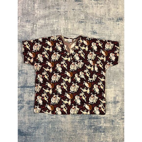 SCRUBS Dog Cat Heart Love Scrub Top Large - Picture 1 of 6